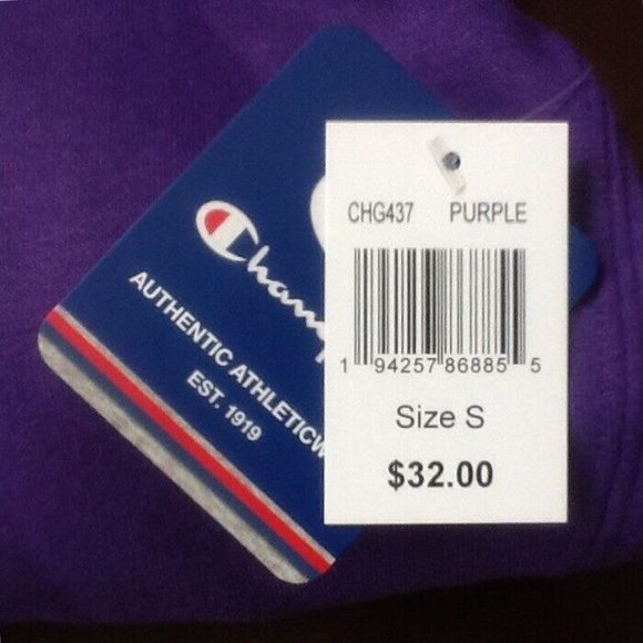 warm NEW Sz SMALL Champion Girls 7-16 Raglan Graphic Hoodie Sweatshirt in PURPLE - Picture 5 of 5